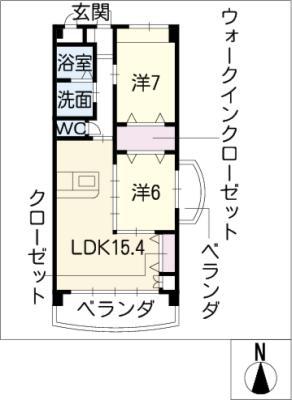SUNTA UNITE(2LDK/5階)の間取り写真