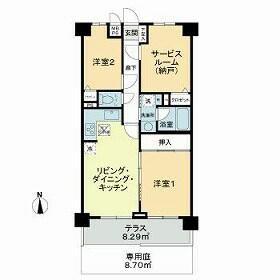 ライオンズガーデン千川(2SLDK/1階)の間取り写真