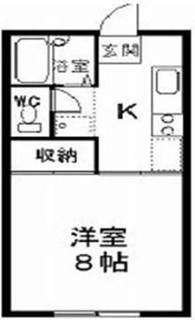 アプロード東手城B(1K/2階)の間取り写真