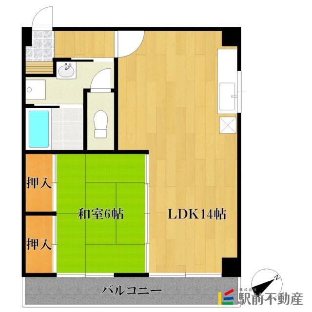 水城ビル(1LDK/5階)の間取り写真