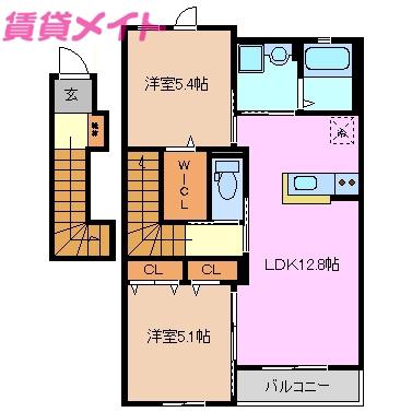 インペリアルコート(2LDK/2階)の間取り写真