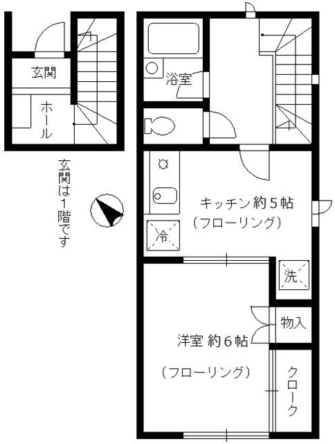メゾン・ド・ルルス・ドゥー(1K/1階)の間取り写真