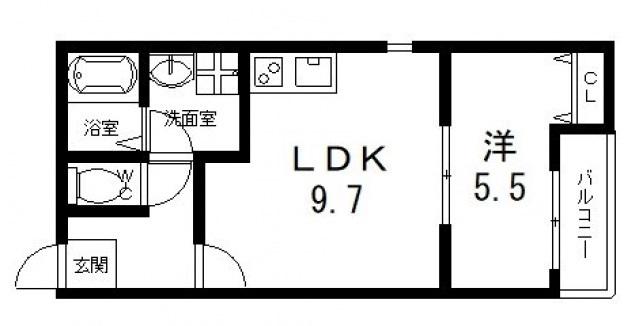 コンフォール道明寺駅西(1LDK/1階)の間取り写真