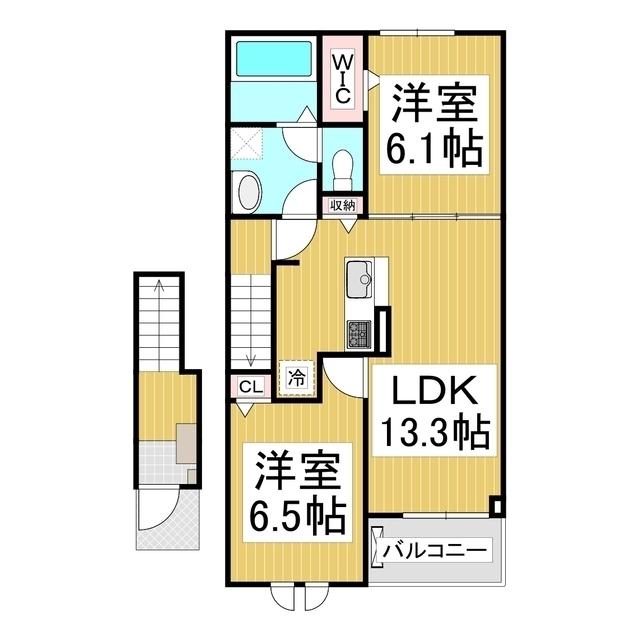 ヴィジェール(2LDK/2階)の間取り写真