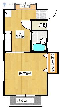 ラ カーサ フェリーチェ(1K/2階)の間取り写真