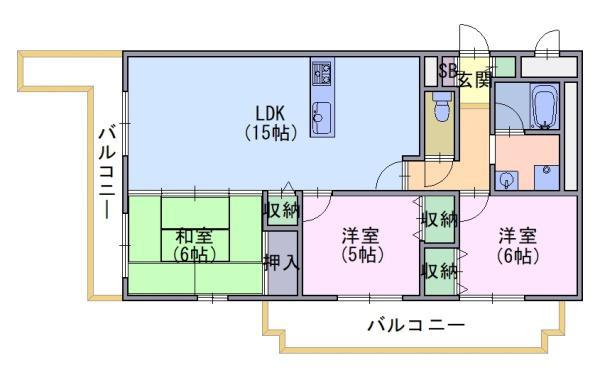 ブレドール向日町東 810号(3LDK/8階)の間取り写真