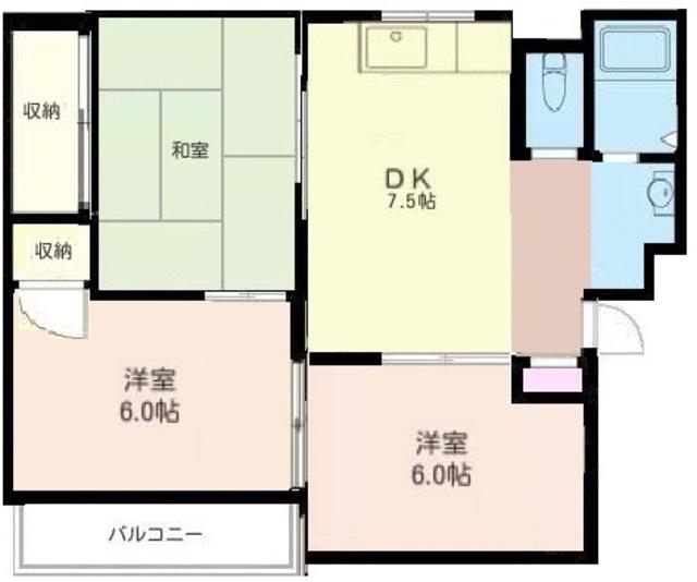 ドエル上河内(3DK/3階)の間取り写真