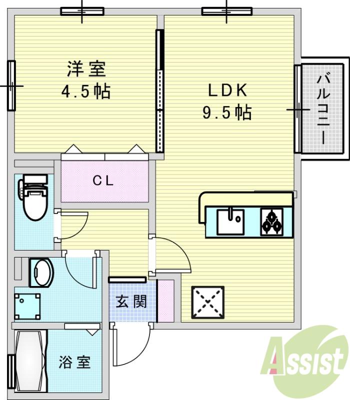 EXCELLA見野(1LDK/2階)の間取り写真