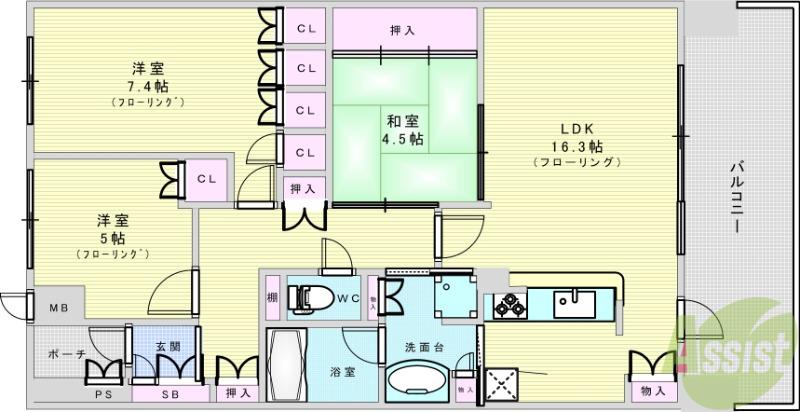 ジオ千里桃山台 1番館(3LDK/12階)の間取り写真
