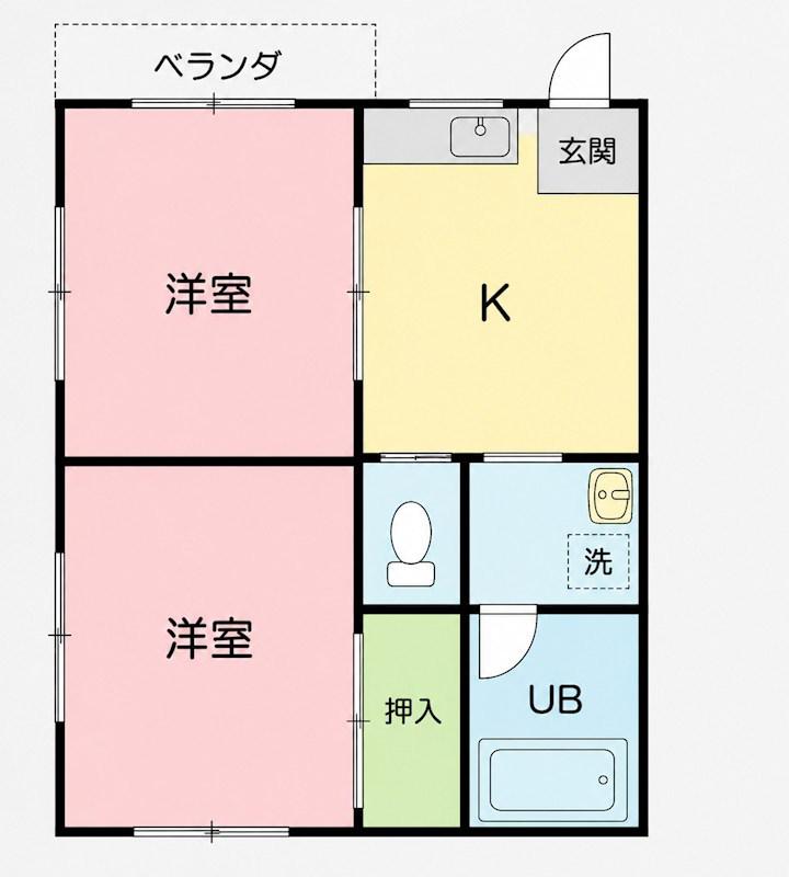 シーサイドハイム(2DK/2階)の間取り写真