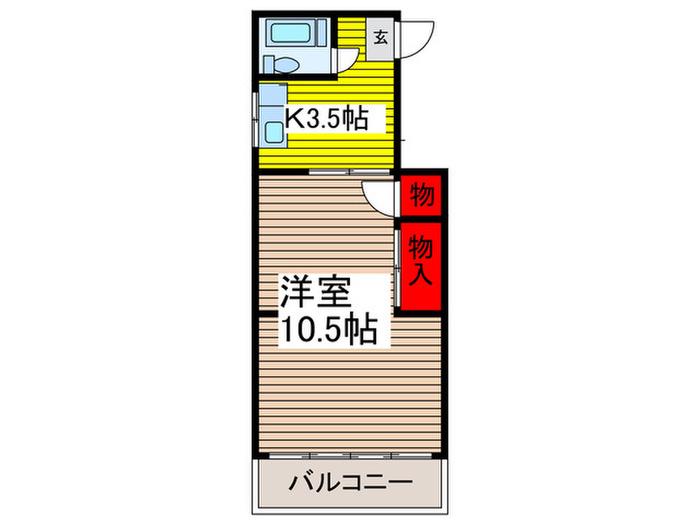 丸広マンション(1K/3階)の間取り写真
