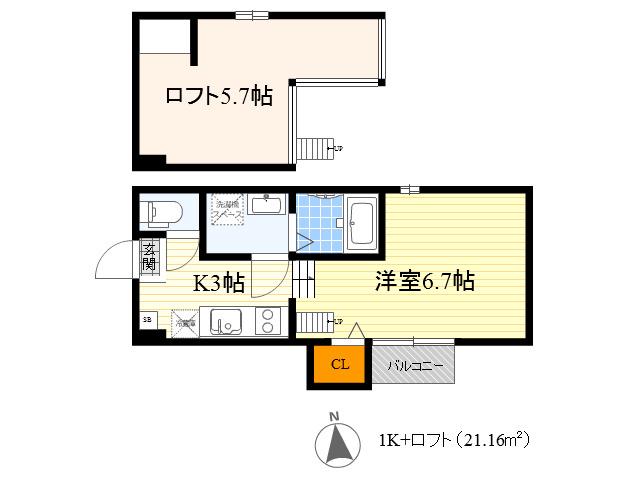 クレール鶴見(1K/1階)の間取り写真