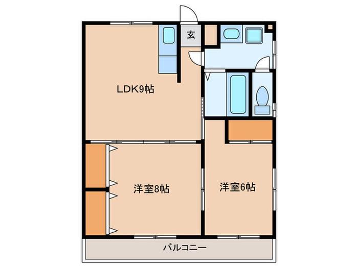 福永アパート(2LDK/2階)の間取り写真