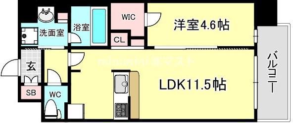 CASA REGULUS FUKUSHIMA NODA(1LDK/8階)の間取り写真