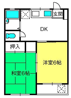 アベニュー大沢(2DK/2階)の間取り写真