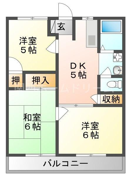 第3高橋ハイツ(3DK/1階)の間取り写真