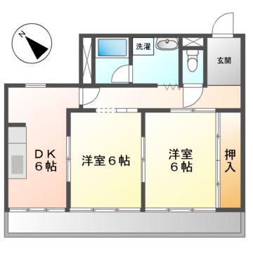 エスポア21(2DK/2階)の間取り写真