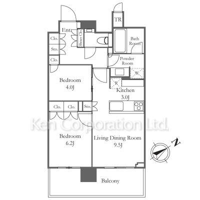 JIYUGAOKA MUSE SQUARE THE RESIDENCE(2LDK/11階)の間取り写真