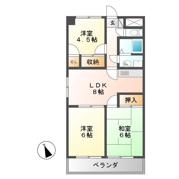 アルトラマンション中垣外(3LDK/1階)の間取り写真