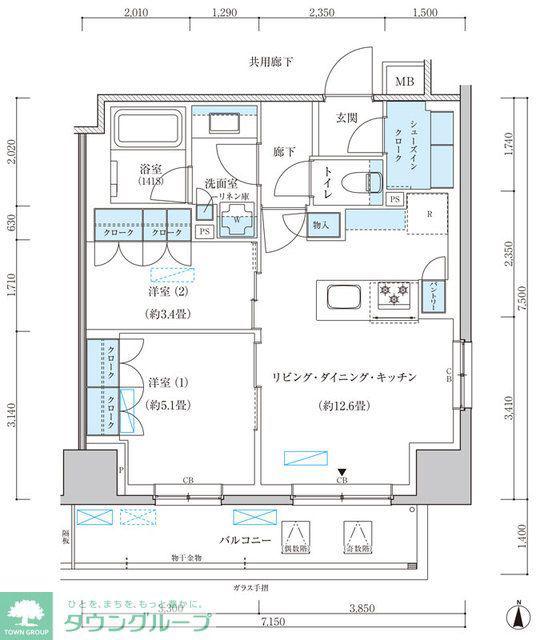 パークアクシス池袋イースト(2LDK/7階)の間取り写真