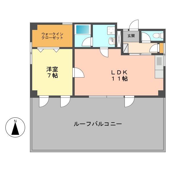 フェリースお花茶屋(1LDK/4階)の間取り写真
