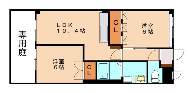 CRYSTAL MT(2LDK/2階)の間取り写真