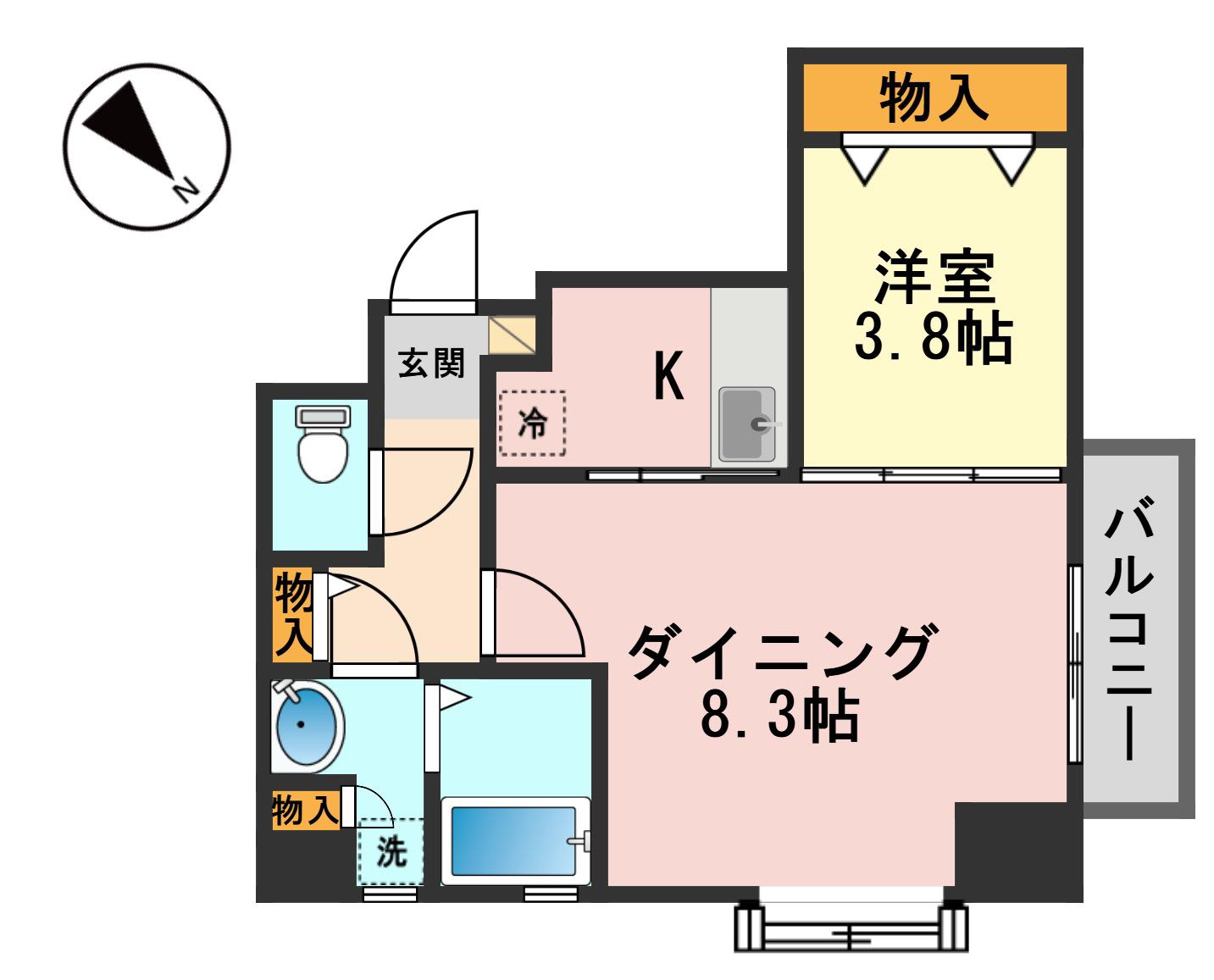 OZAREA一之江Ⅰ(1LDK/2階)の間取り写真