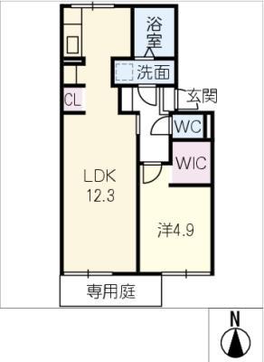 パーク栄(1LDK/1階)の間取り写真