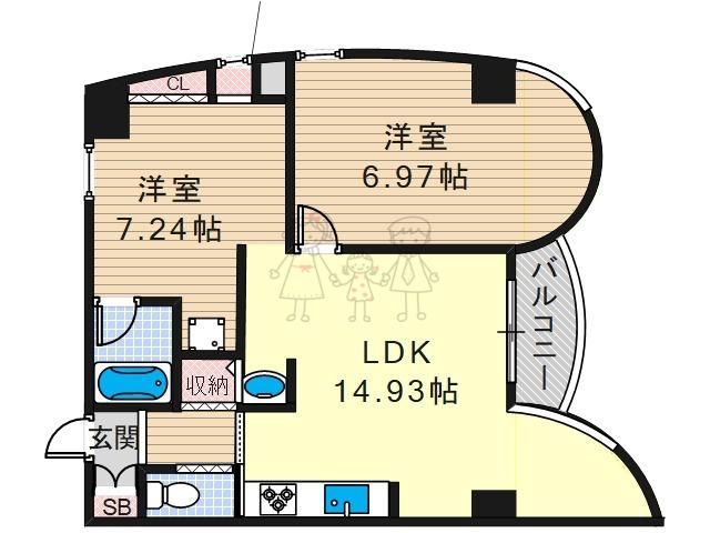 フォーラムあびこ(2LDK/6階)の間取り写真