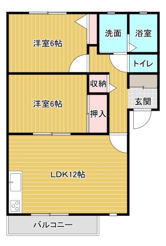 リバーサイド権現(2LDK/1階)の間取り写真