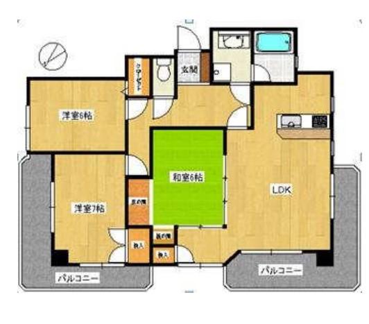 ナビオ水前寺(3LDK/7階)の間取り写真