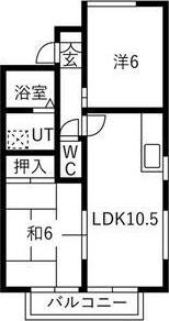 サンヒルズA・B・C棟(2LDK/2階)の間取り写真