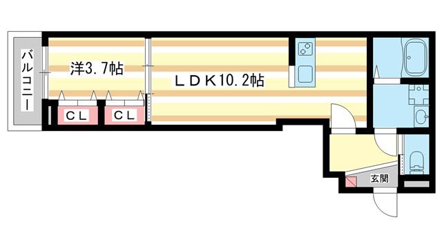 ジーメゾン郡山ネクサス(1LDK/3階)の間取り写真