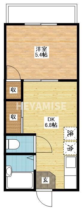 BEN匠3番館(1DK/2階)の間取り写真