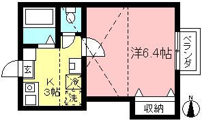 コート向ヶ丘(1K/2階)の間取り写真