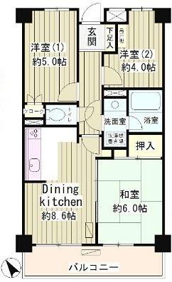 ジョイム奥沢(3DK/2階)の間取り写真