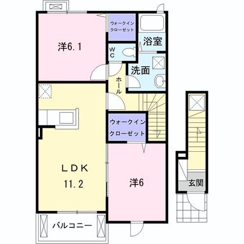 ガーデン フィオーレ II(2LDK/2階)の間取り写真