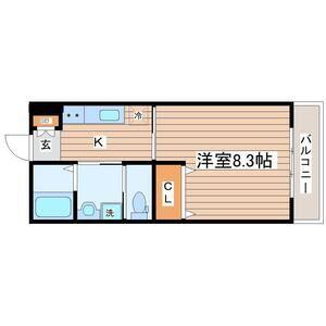 サニーヒル北山(1K/1階)の間取り写真