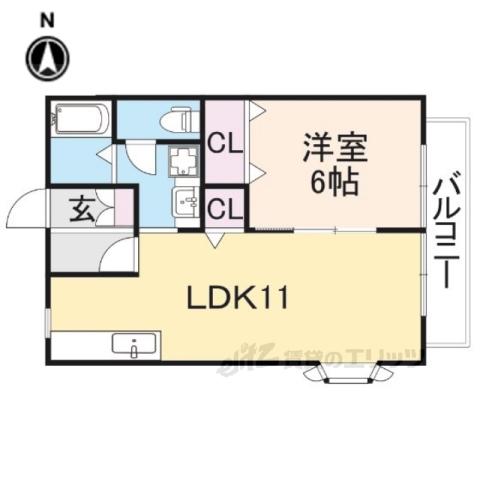 ルミエール鴬の森(1LDK/1階)の間取り写真