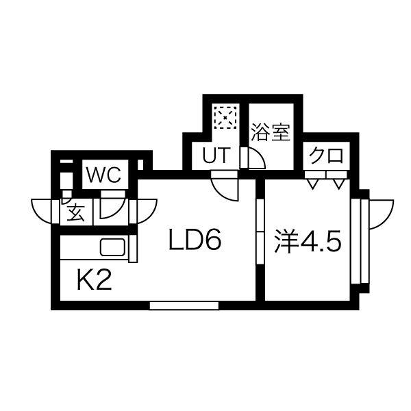フルール旭(1LDK/3階)の間取り写真