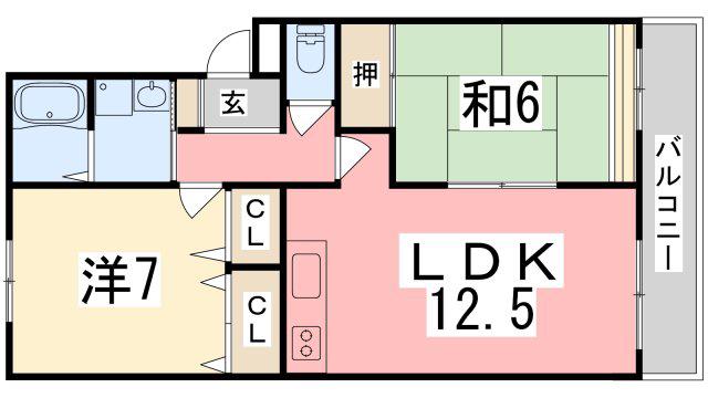 レジデンスコート東山(2LDK/3階)の間取り写真