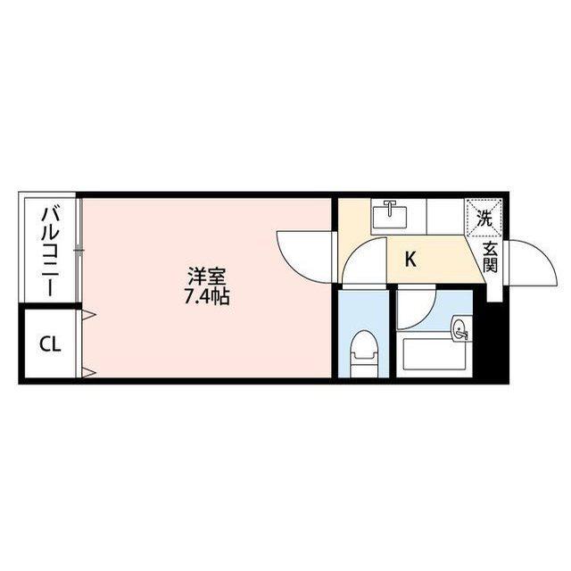 サングラッド黒髪(1K/3階)の間取り写真