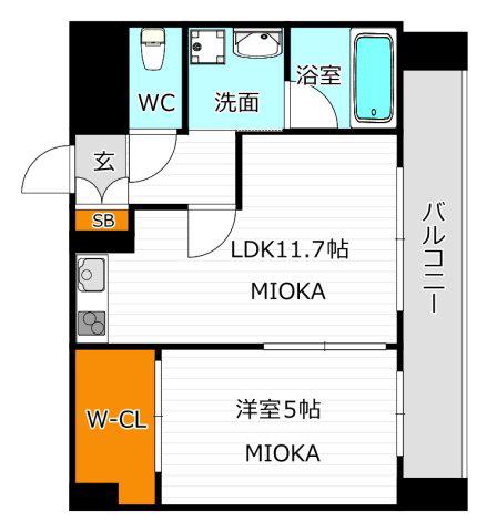 グレイス 阿倍野松崎(1LDK/6階)の間取り写真