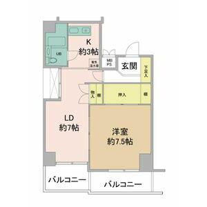 ダイアパレス大須第二(1LDK/7階)の間取り写真