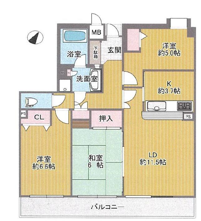 ステイツ千里桃山台(3LDK/3階)の間取り写真