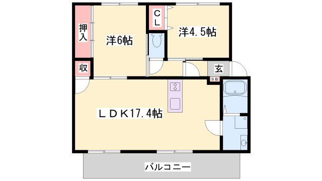 サンエステート小坂(2LDK/1階)の間取り写真