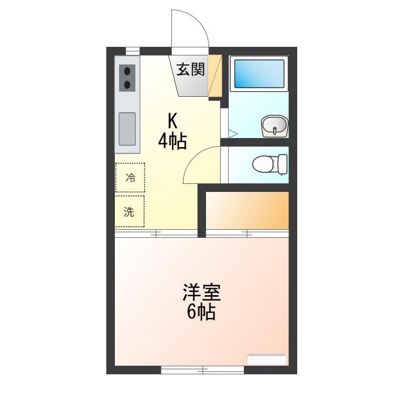 山中マンションC(1K/1階)の間取り写真