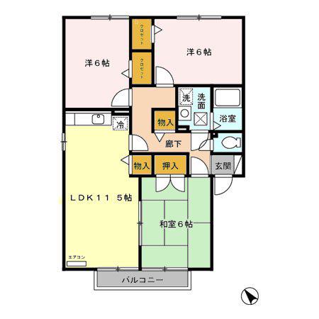 パストラルアルカディア A棟(2LDK/2階)の間取り写真