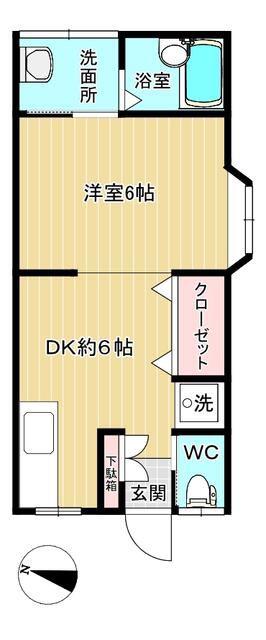 メルベーユ平和台(1DK/2階)の間取り写真