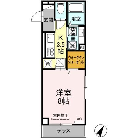 ラガレリア(1K/1階)の間取り写真